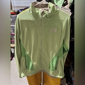 The North Face TKA 100 Full Zip Fleece Jacket Lime Green Fuzzy Teddy Warm Coat